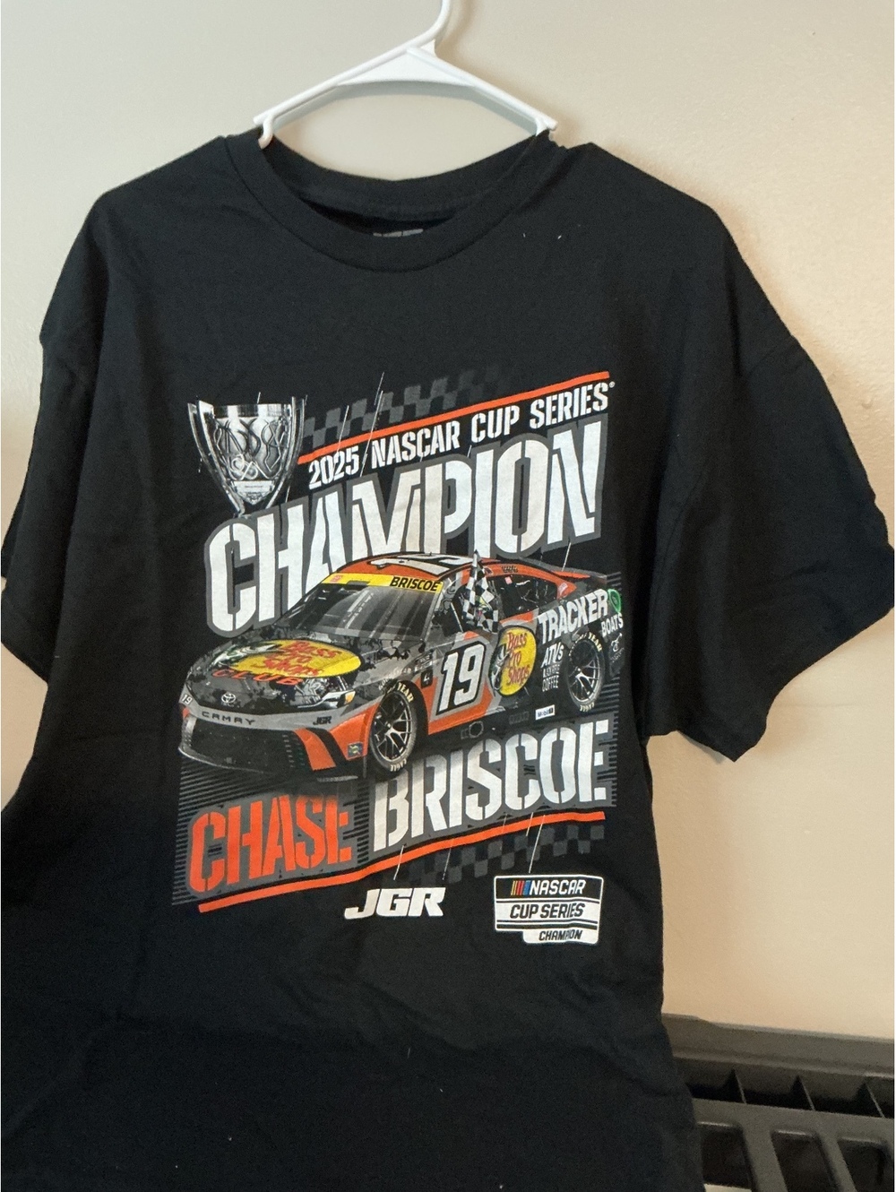 2025 NASCAR Cup Series Champion Chase Briscoe JGR Black T-Shirt XL New with Tags